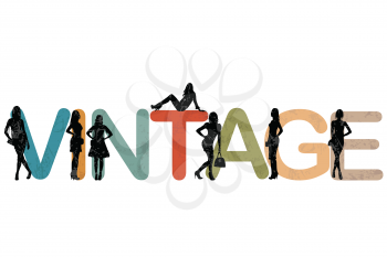 Vintage background with women silhouettes