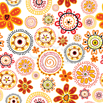 Doodle flowers seamless pattern