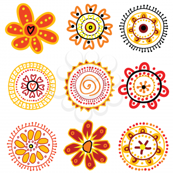 Set of doodle flowers