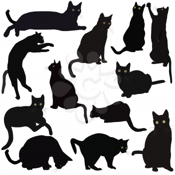 Black cats silhouettes