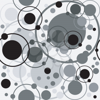 Black and white circles and dots pattern 