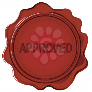 Wax seal with word APPROVED