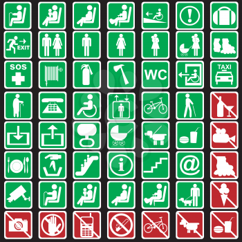 Set of international signs used in transportation means