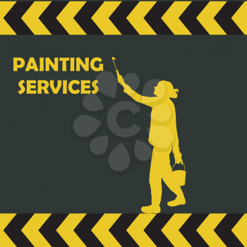 Painting services background with woman silhouette painting