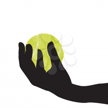 Hand silhouette holding a tennis ball