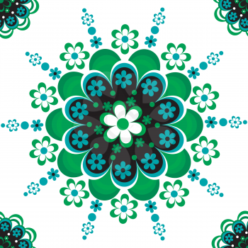 Green floral ornament seamless pattern for ceramic, porcelain, chinaware design