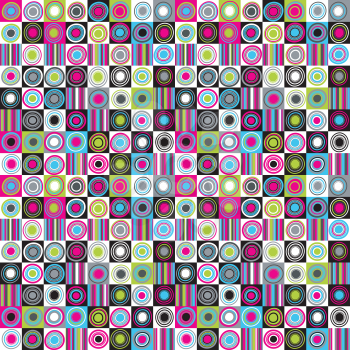 Colorful background with dots, circles and stripes