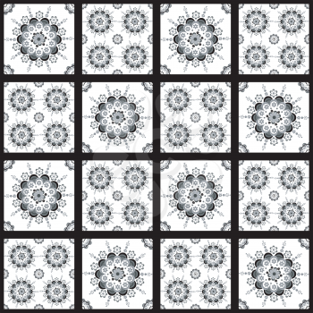 Black and white seamless pattern for ceramic, porcelain, chinaware design