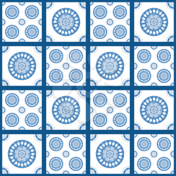 Blue and white seamless pattern for ceramic, porcelain, chinaware design