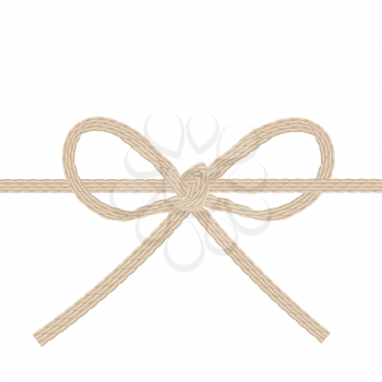 Twine string tied in a bow isolated on white background