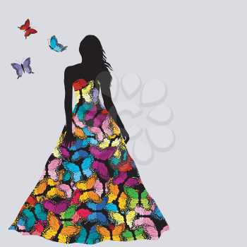 Colorful silhouettes of women and men