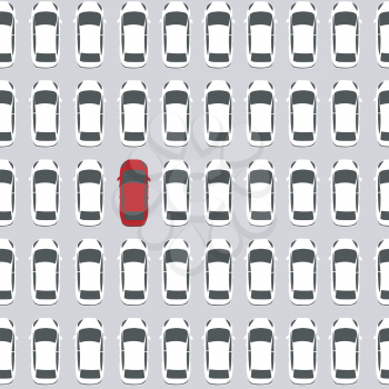 Be unique concept with red car surrounded by white cars 