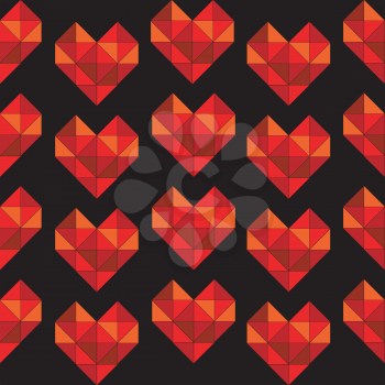 Geometrical hearts made of triangle seamless background