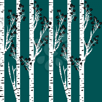 Birch trees with leaves background