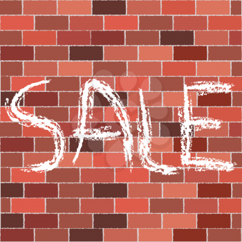 Sale banner, text on brick wall