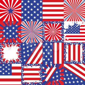 USA flag background patterns set