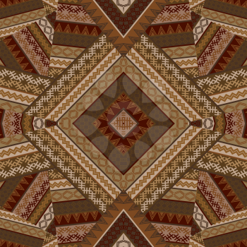 Creative seamless patchwork pattern with geometrical african motifs