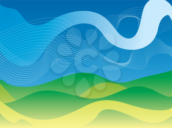 Royalty Free Clipart Image of a Blue, Green and Yellow Background