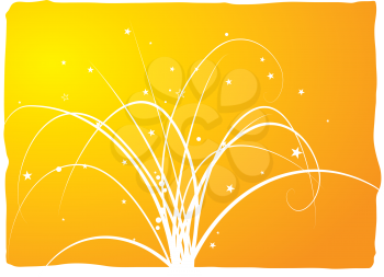 Royalty Free Clipart Image of a Gold Background With a Floral Spray