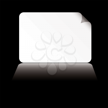 Royalty Free Clipart Image of a White Card on Black With a Peeling Corner and a Shadow