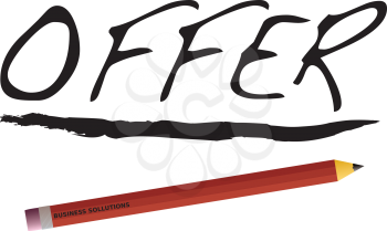 Royalty Free Clipart Image of the Word Offer and a Pencil