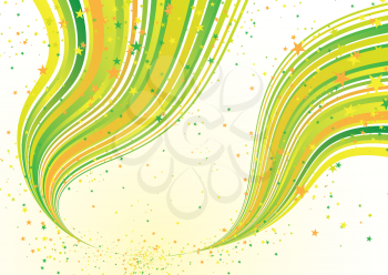 Royalty Free Clipart Image of a Background With Strands of Colour Widening Near the Top