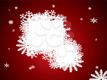 Royalty Free Clipart Image of a Snowflake Frame on a Red Background