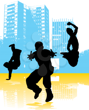 Royalty Free Clipart Image of Urban Dancers