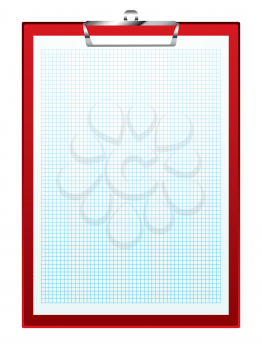 Royalty Free Clipart Image of a Red Clipboard With Graph Paper