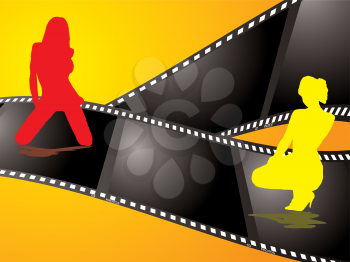 Royalty Free Clipart Image of Women Posing on Filmstrips