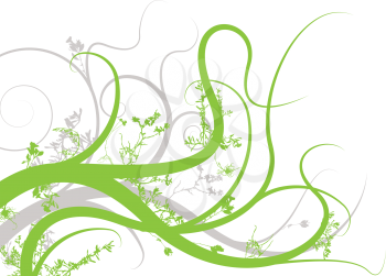 Royalty Free Clipart Image of a White Background With a Green Vine