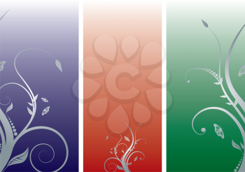 Royalty Free Clipart Image of Three Banners With Flourishes