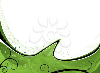 Royalty Free Clipart Image of a Green Flowing Wave