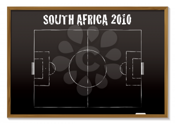 Royalty Free Clipart Image of a Football Blackboard for South Africa in 2010