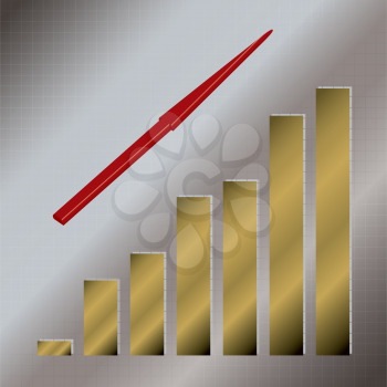 Royalty Free Clipart Image of a Gold Graph on Silver