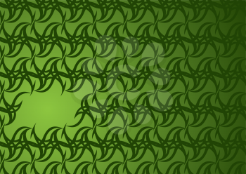 Royalty Free Clipart Image of a Green Wallpaper With a Hole in the Pattern