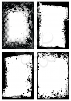 Royalty Free Clipart Image of a Set of Inkblot Frames