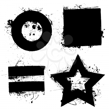 Royalty Free Clipart Image of a Set of Grunge Shapes