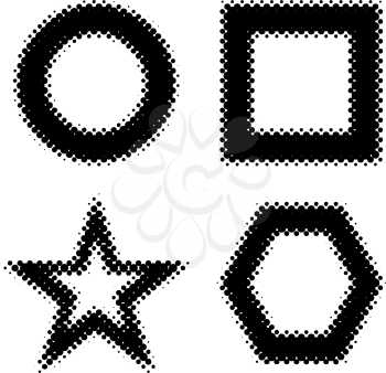 Royalty Free Clipart Image of a Four Fuzzy Shapes