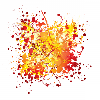 Royalty Free Clipart Image of a Red and Yellow Splash on White