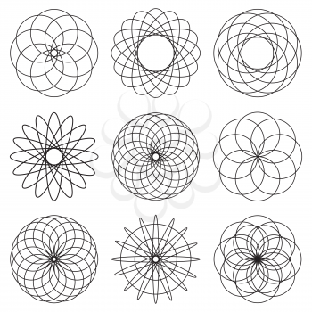 Royalty Free Clipart Image of Black and White Spiral Doodles