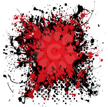 Royalty Free Clipart Image of a Red and Black Ink Spatter