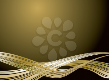 Royalty Free Clipart Image of a Gold Background With Wavy Lines at the Bottom
