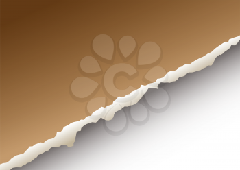 Royalty Free Clipart Image of a Torn Brown and Silver Paper