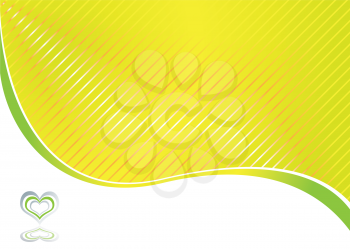 Royalty Free Clipart Image of a Yellow and White Background With a Green Heart