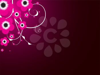 Royalty Free Clipart Image of a Magenta Background With Floral Corner