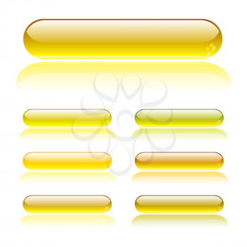 Royalty Free Clipart Image of Seven Gel Buttons
