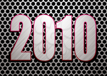Royalty Free Clipart Image of 2010 on a Metal Background