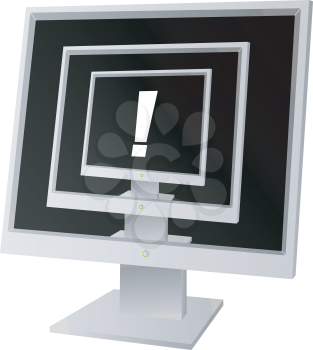 Royalty Free Clipart Image of a Monitor With an Exclamation Mark