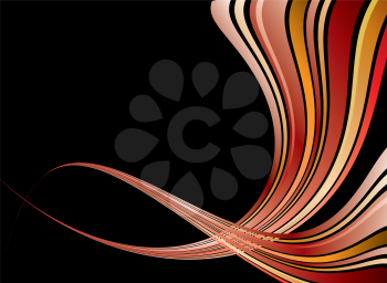 Royalty Free Clipart Image of a Ribbon of Warm Colours on Black